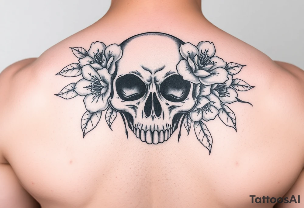 Skull with flowers tattoo idea