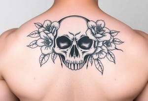 Skull with flowers tattoo idea