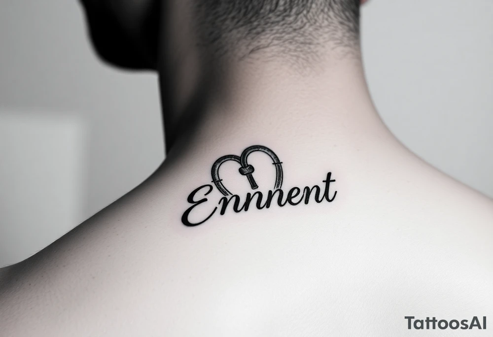 Romantic inner arm tattoo of a lock with husband name Ernest tattoo idea