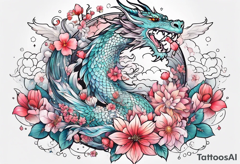 Constellation, wing , snow , cross , dragon female japan kawaii , flower tattoo idea