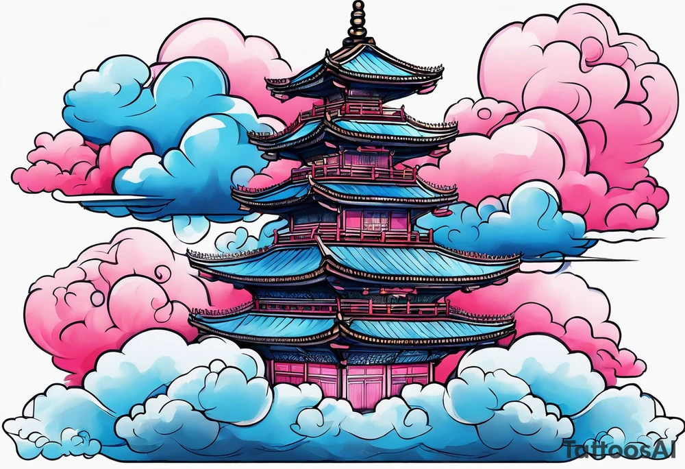 Blue and Pink Cloud tattoo idea