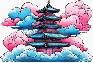 Blue and Pink Cloud tattoo idea