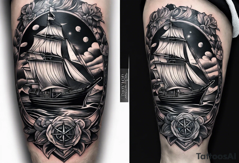 Nautical theme leg tattoo tattoo idea