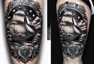 Nautical theme leg tattoo tattoo idea