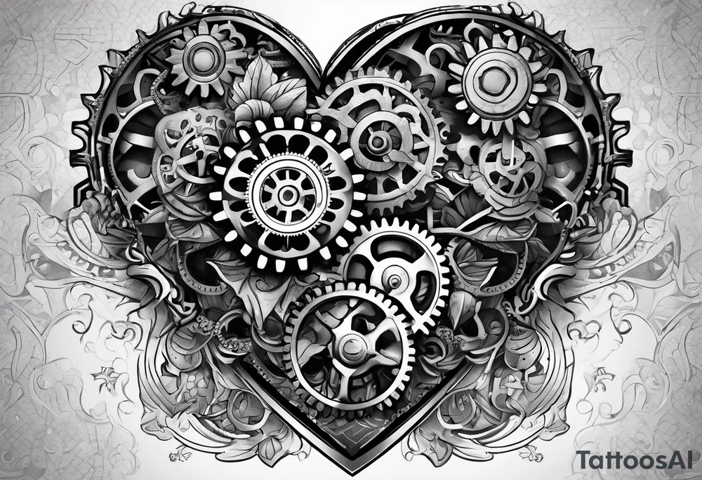 Mechanical heart with gears tattoo idea
