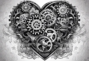 Mechanical heart with gears tattoo idea