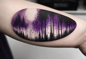 forest, abstract, on hand, no people, purple and black, full, not limited by borders tattoo idea