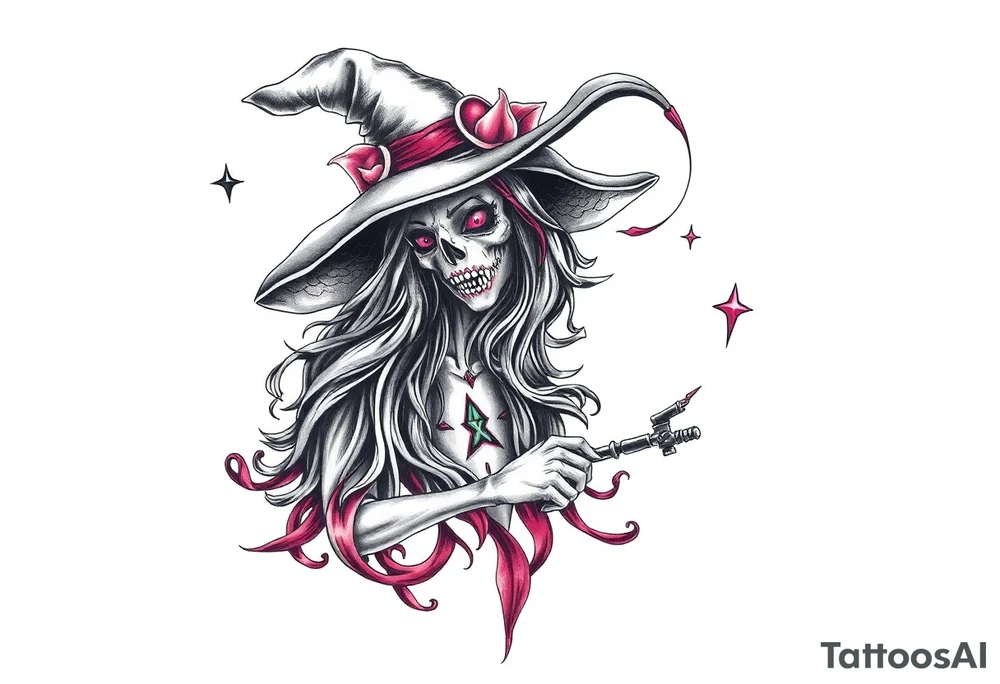 Dangerous witch tattoo idea