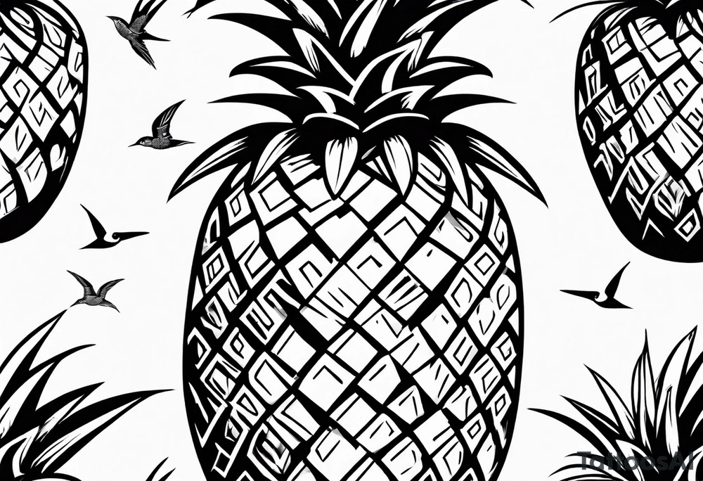 Pineapple and swallow simple tattoo idea