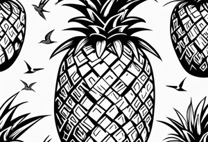 Pineapple and swallow simple tattoo idea