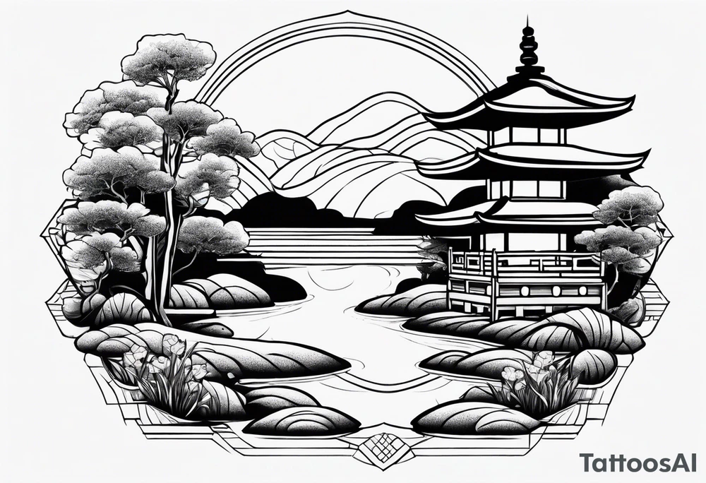 Design a tattoo based on a Japanese zen garden tattoo idea