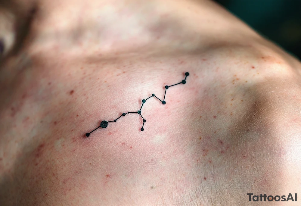 The Capricorn constellation is inked in white against a deep forest green to reflect the zodiac’s earth element. tattoo idea