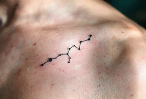 The Capricorn constellation is inked in white against a deep forest green to reflect the zodiac’s earth element. tattoo idea