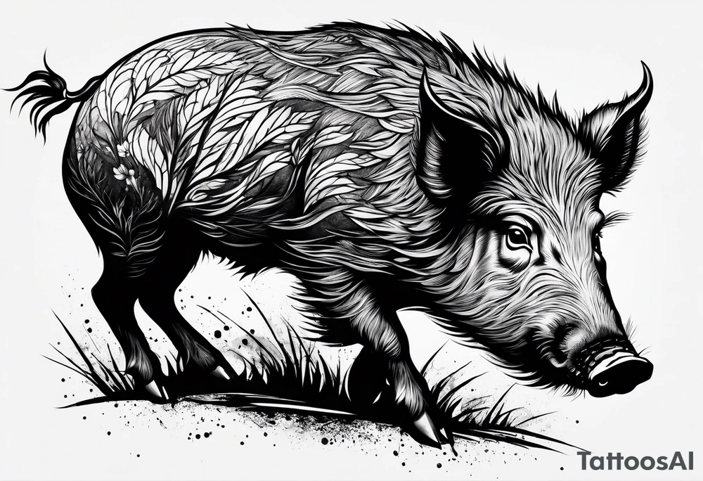 wild boar tattoo idea