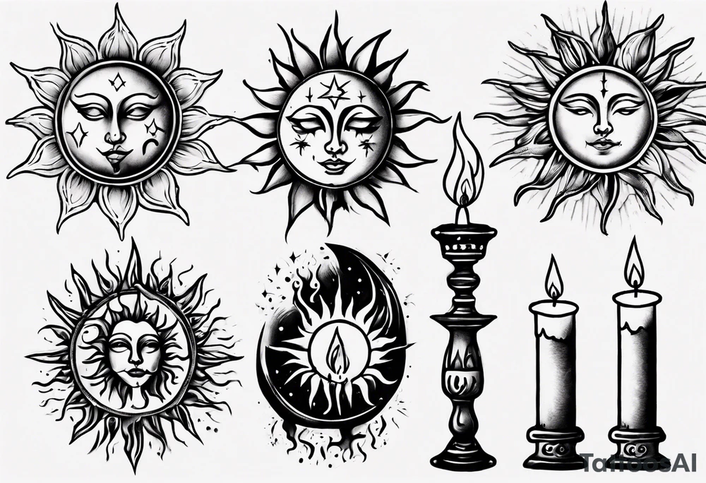 Sun. Moon. Candle. tattoo idea