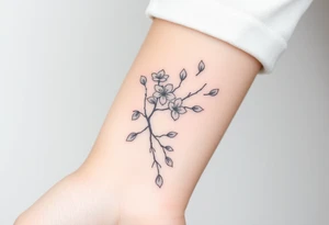 delicate cherry blossoms swirling in spring breeze with petals tattoo idea