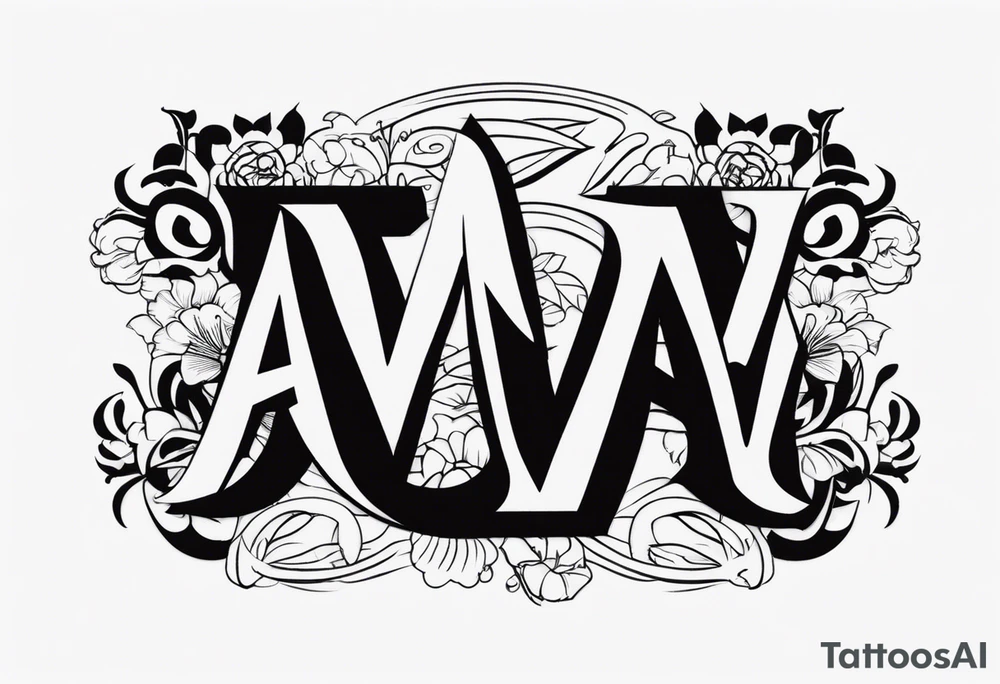 the letters A W R in the middle of a ninja headband tattoo idea