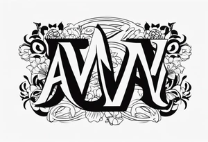 the letters A W R in the middle of a ninja headband tattoo idea