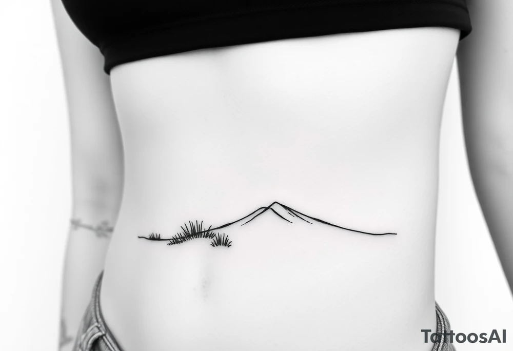 Landscape of sand dune and peasible sea (like in the north of France) in a minimalist style. We have to see the sea in the background tattoo idea