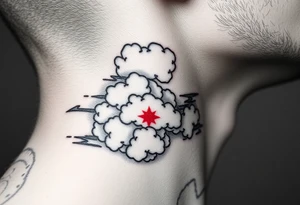 deepfull description of details with clouds and red tattoo idea