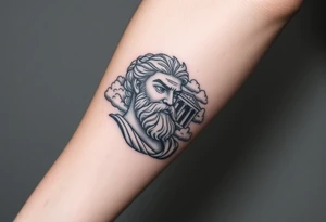 greek god with clouds and temple tattoo idea