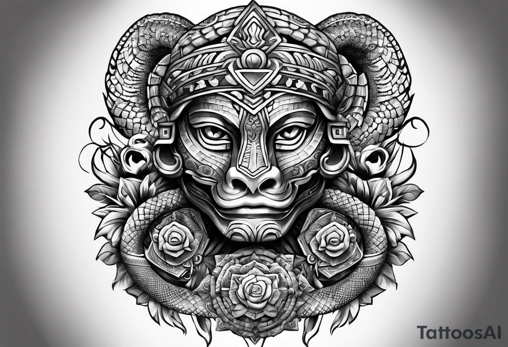 aztec snake sleeve tattoo idea