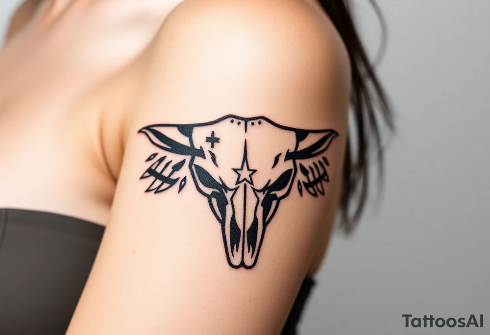 Longhorn skull Texas flag tattoo idea