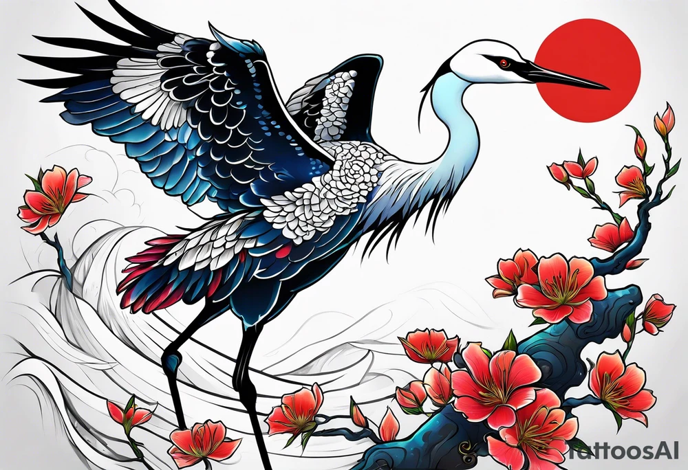 Japanese crane tattoo idea