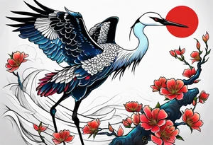 Japanese crane tattoo idea