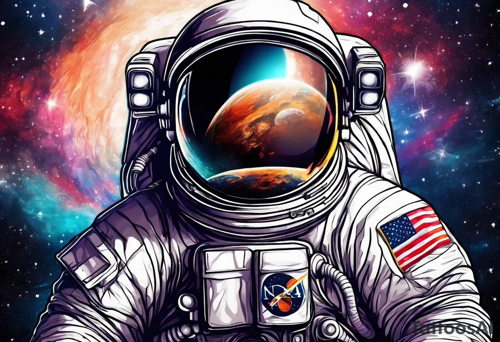Astronaut in space tattoo idea