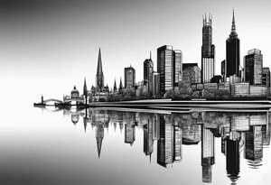 Melbourne Skyline with london skyline reflection tattoo idea