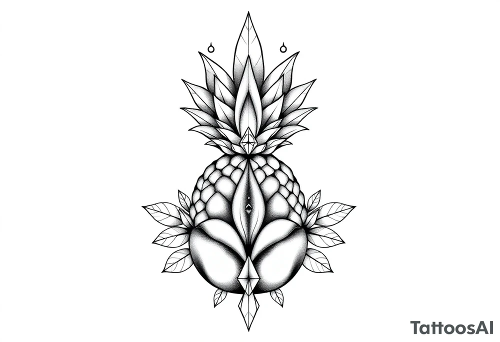Majestic crown pineapple ,peach vagina, anus ,diamonds tattoo idea
