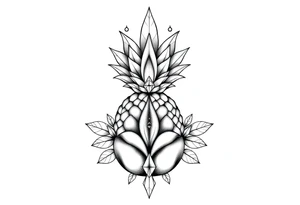 Majestic crown pineapple ,peach vagina, anus ,diamonds tattoo idea