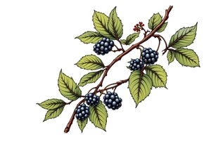 American traditional style Blackberry branch tattoo idea
