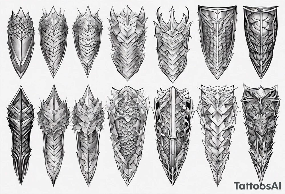 Dragonscale Leg armor symmetrical tattoo idea