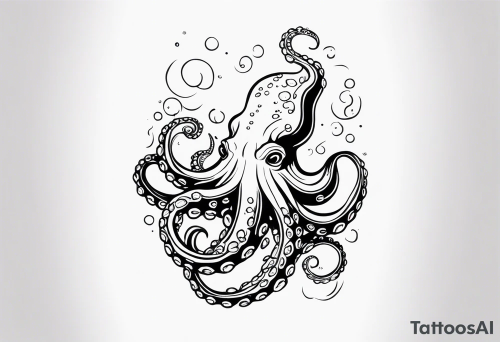 Octopus in sea view upper arm full sleeve tattoo idea