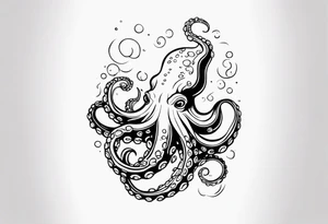Octopus in sea view upper arm full sleeve tattoo idea
