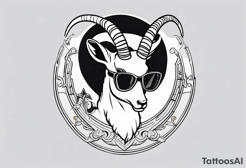 capricorn with sunglasses and a gun tattoo idea