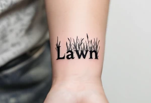 Grass from a forest that spell the word lawn tattoo idea