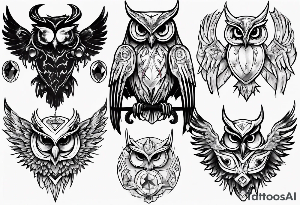 The Demon Owl Stolas, a Prince of Hell who is obsessed with gems, knowledge of astrology and poisonous gems. tattoo idea