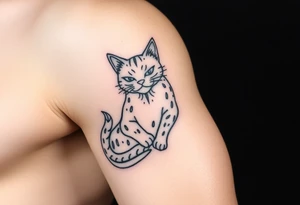 Neko with love, courage, free spirit and prosperity tattoo idea