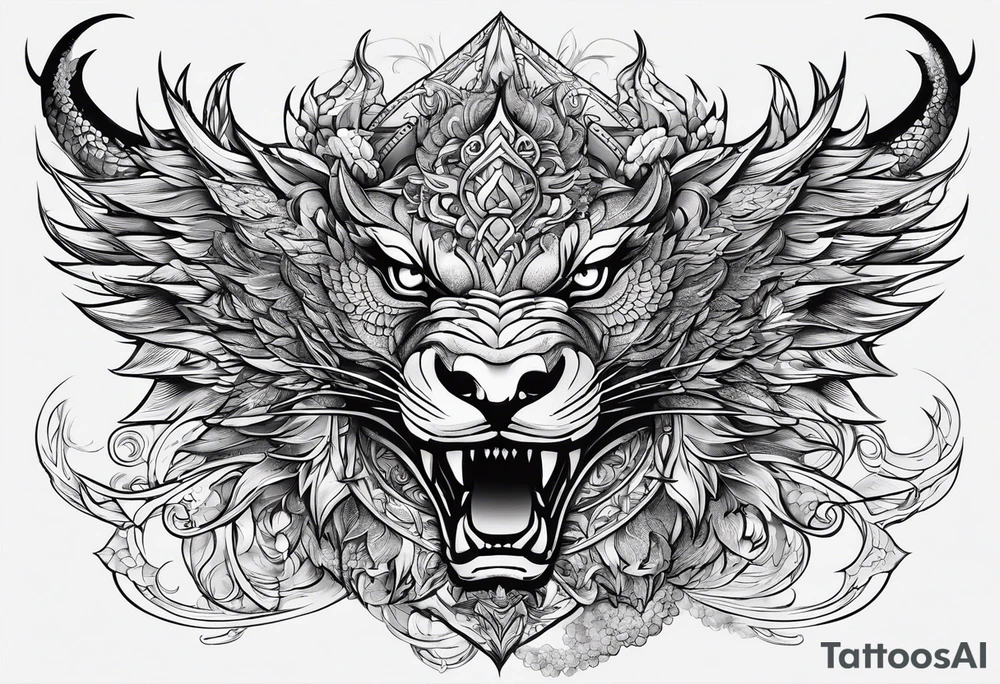 Weiblicher drachenkopf tattoo idea