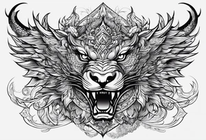 Weiblicher drachenkopf tattoo idea