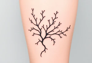 Photorealistic tattoo design of Asparagopsis taxiformis red algae, detailed texture, natural branching pattern, underwater appearance, suitable for calf placement, flowing upward” tattoo idea