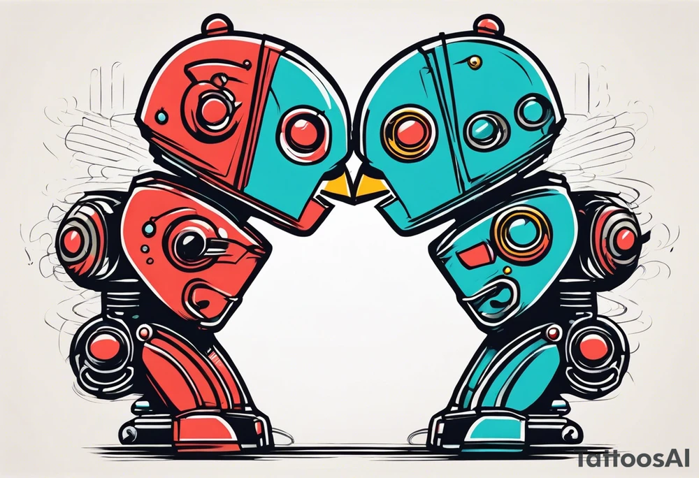 Kissing robot tattoo idea
