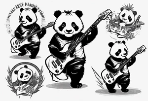 Punk Rock Panda playing electric guitar tattoo idea