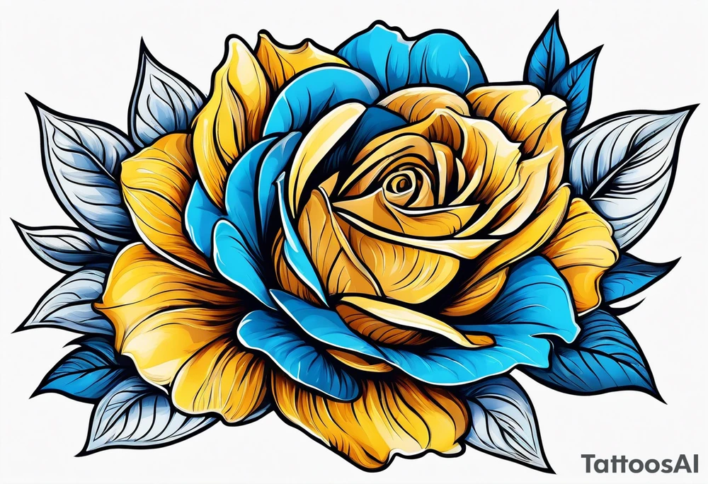 flower rose and blue, sunflower, tattoo idea