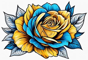 flower rose and blue, sunflower, tattoo idea