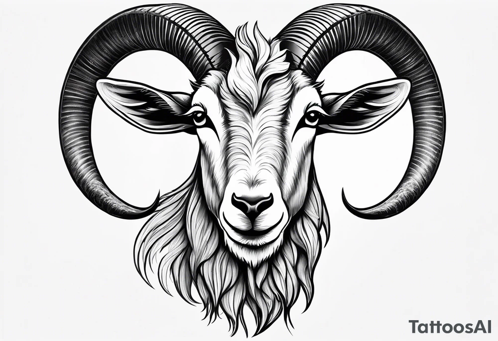 Headshot of goat hyper detailed tattoo idea