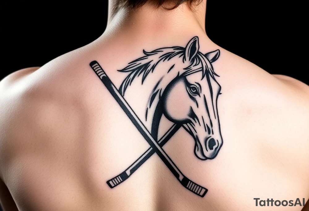 Horse with hockey sticks tattoo idea